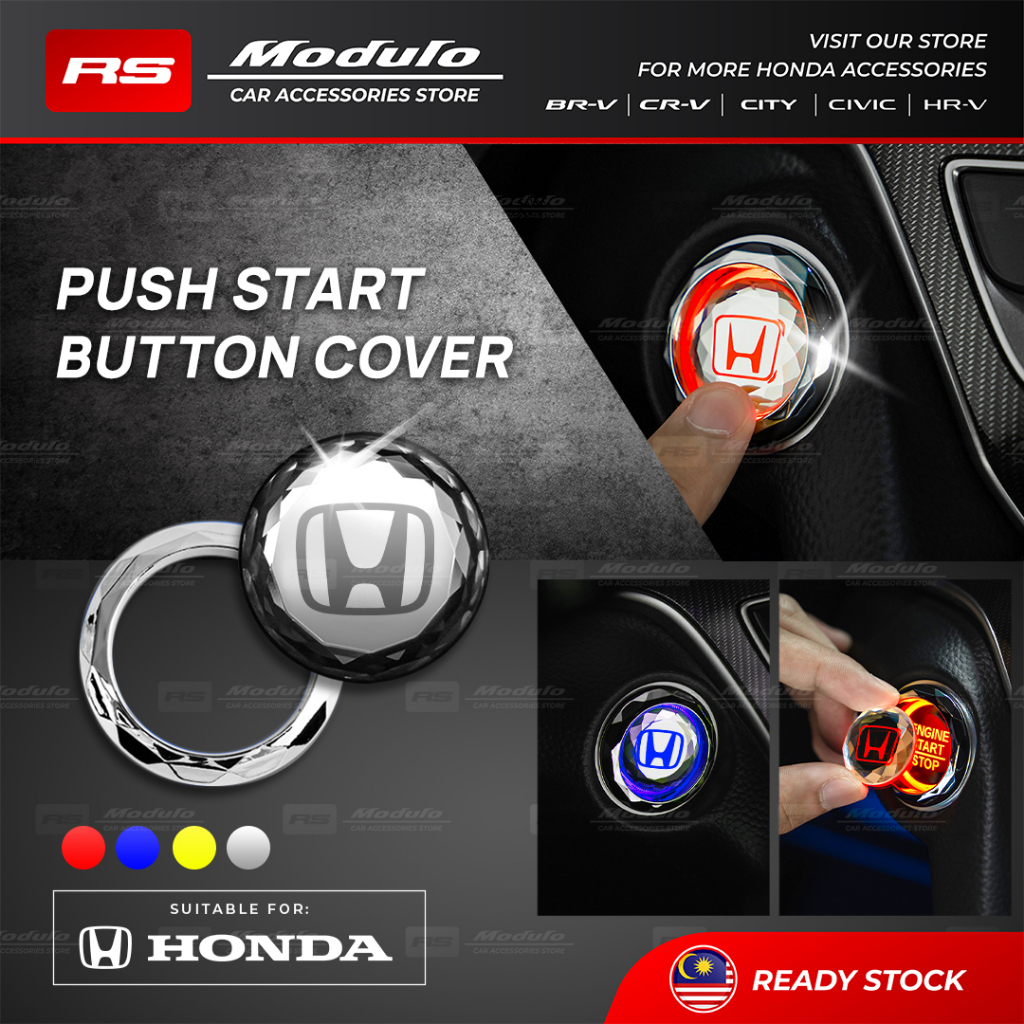 [CRYSTAL Push START ฝาครอบปุ่ม] Honda HRV CITY CIVIC CRV BRV Hatchback เครื่องยนต์รถอุปกรณ์เสริมใหม่