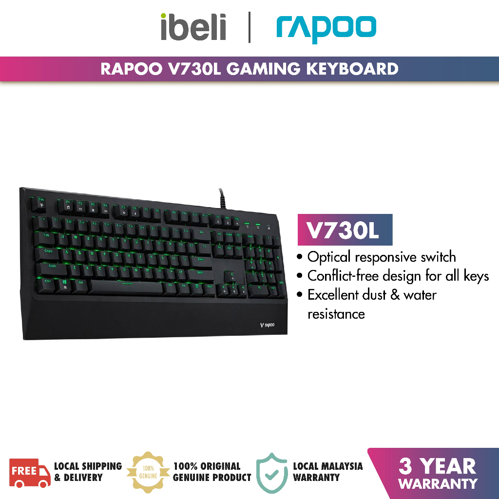 Rapoo V730L คีย์บอร์ดเกมมิ่งแบบกลไกแบ็คไลท์