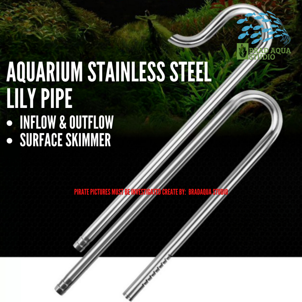 AQUARIUM Stainless Steel Lily Pipe Inflow & Outflow Set / Surface Skimmer Set