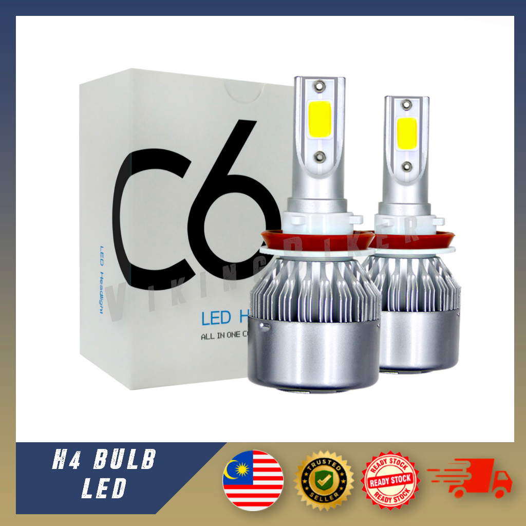 (จัดส่งใน 24HOUR ) BULB H4 C6 LED HEADLIGHT WHITE LIGHT ดัดแปลงรถ MOTORCYCLE HEADLAMP HEADLIGHT