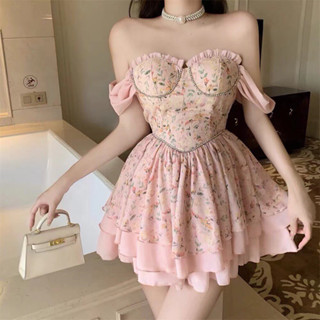 Dress~ ชุดเดรส ลายดอกไม้ สไตล์ฝรั่งเศส หวานแหวว 8679 [DRESS]