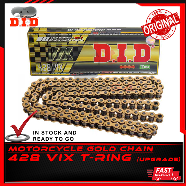 RANTAI MOTOR DID 428 VIX ORDING GOLD สีเขียว T-RING CHAIN DID MOTORCYCLE 428M GOLD CHAIN