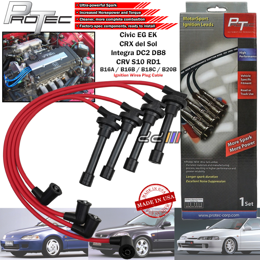 PROTEC ปลั๊กสาย Honda Civic SR4 SR3 EG EK DC2 B16A B18C CRV S10 B20B สายจุดระเบิดสายไฟประสิทธิภาพสูง