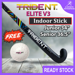 Trident Elite V3 ไม้ฮอกกี้ไฟเบอร์กลาส เสริมความแข็งแรง สําหรับฝึกซ้อม Kayu Hoki Latihan Trident Dimple Ball SP