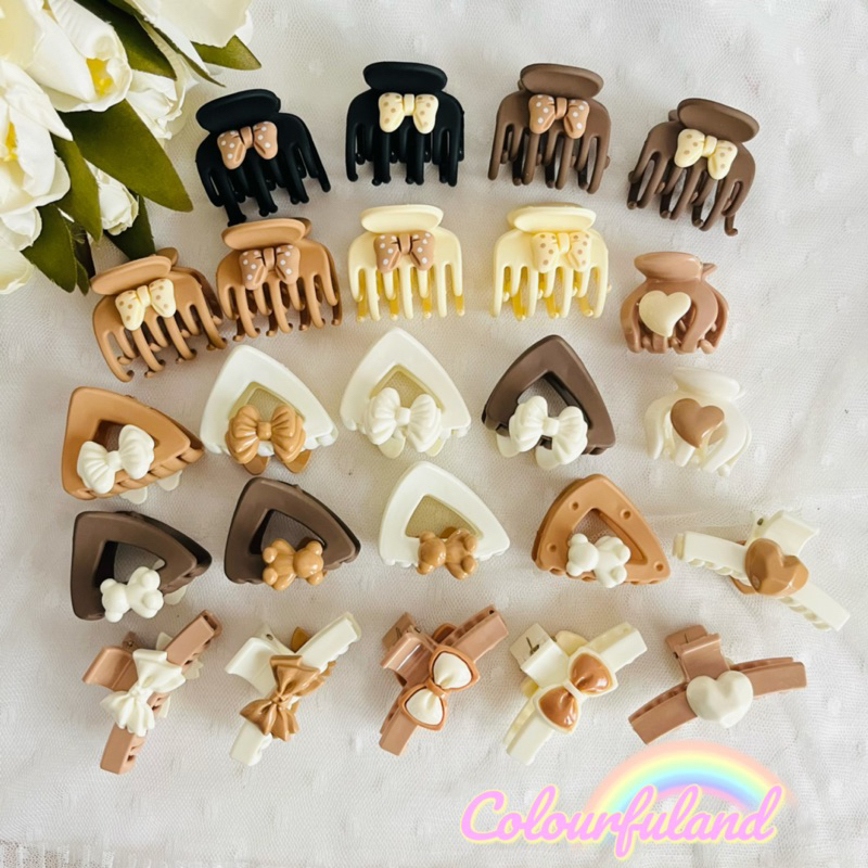 !! (J1)INS Fashion Aesthetic Milk Tea Color/ Earth Tone Series Hair Claw/ กิ๊บติดผมแฟชั่น