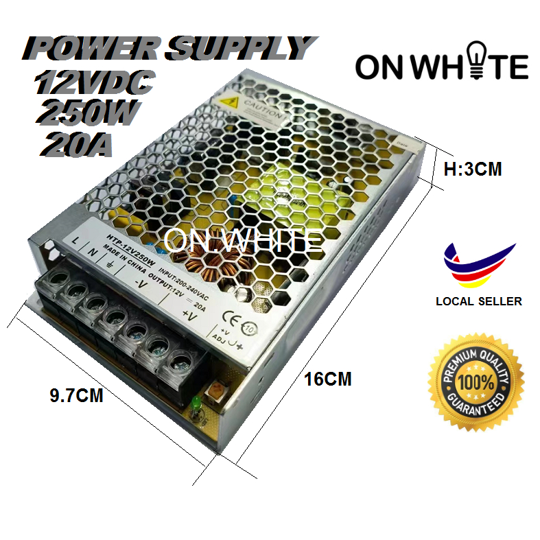 พาวเวอร์ซัพพลาย 12VDC 250W 20AMP สวิตช์พาวเวอร์ซัพพลาย HTP-12V20A