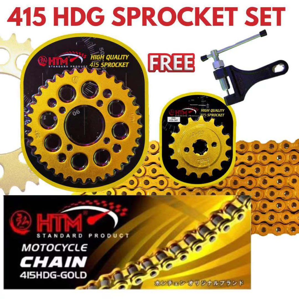 415HDG - 128L SYM VF3I185 VF3I SPROCKET ชุดทอง + โซ่ทอง HTM HTM2020
