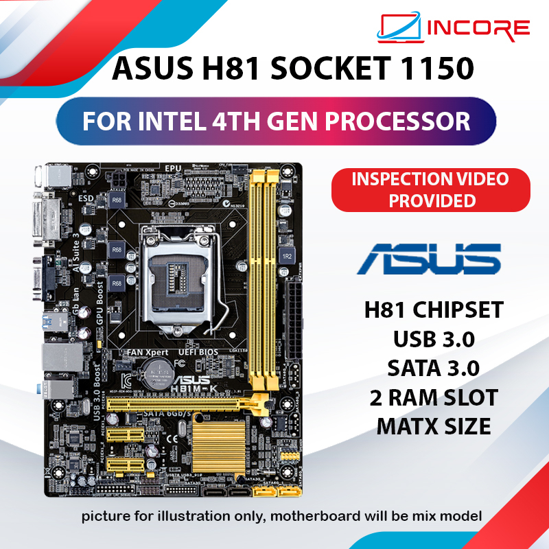 Mix Asus H81M-D H81M-K H81M-E ซ็อกเก็ต 1150 DDR3 Intel H81 เมนบอร์ด 4th Gen Mobo เมนบอร์ด I3 I5 I7 H