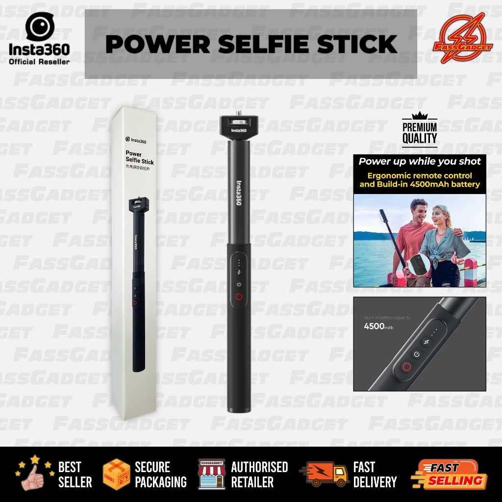 INSTA360 POWER SELFIE STICK สําหรับ INSTA360 X3, ONE X2, ONE RS, ONE R