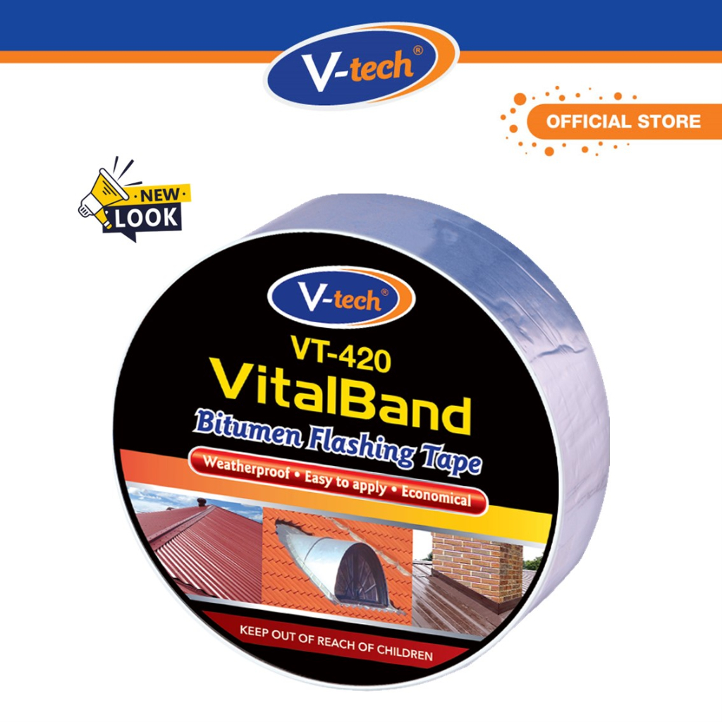 V-tech VT-42075 Vitalband Bitumen เทปกระพริบ (75 มม. x 1.5 มม. x 10 ม.)