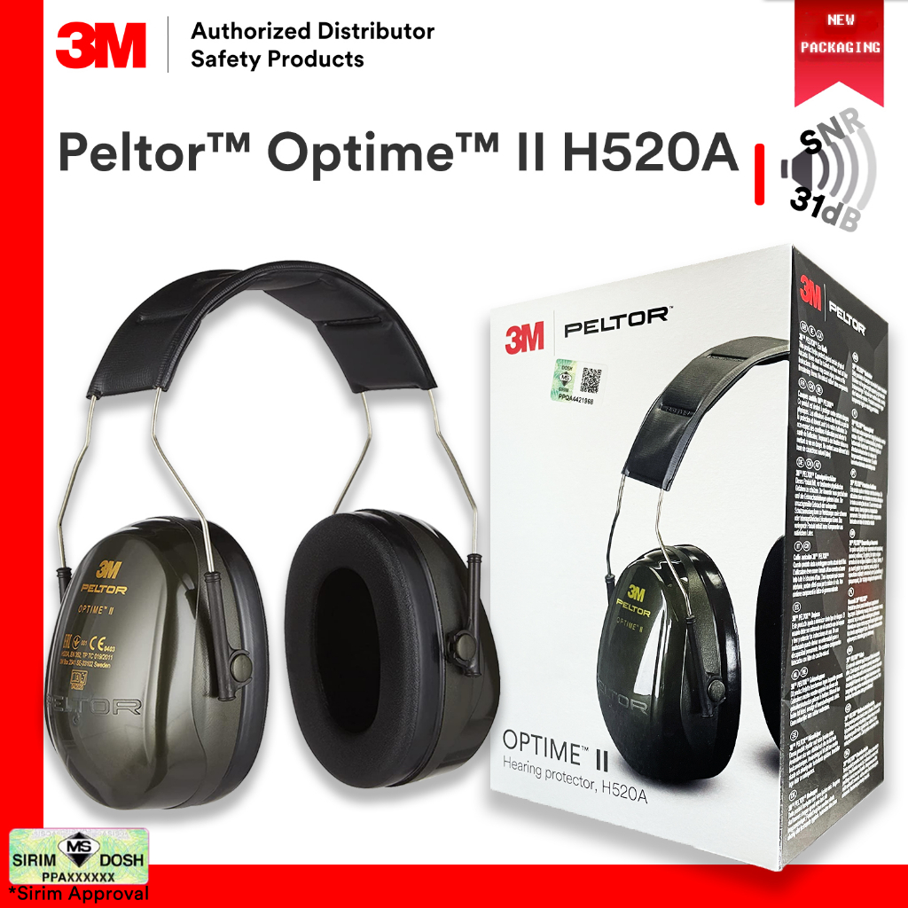 3M H520A Peltor Optime II Series Over-The-Head Safety Earmuff / DOSH SIIMM ได้รับการอนุมัติ / H9A Ea