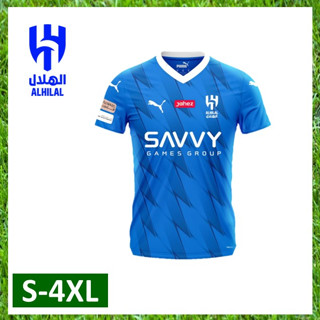 เสื้อกีฬาแขนสั้น ลายทีมเหย้า Al Hilal 23/24 ชุดเหย้า สําหรับผู้ชาย (S-4XL)