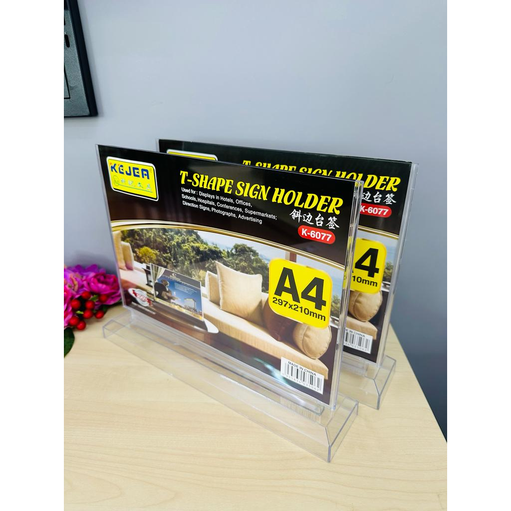 ACRYLIC T SHAPE SIGN HOLDER A4 K6077 / ACRYLIC HOLDER A4 /ACRYLIC SIGN HOLDER