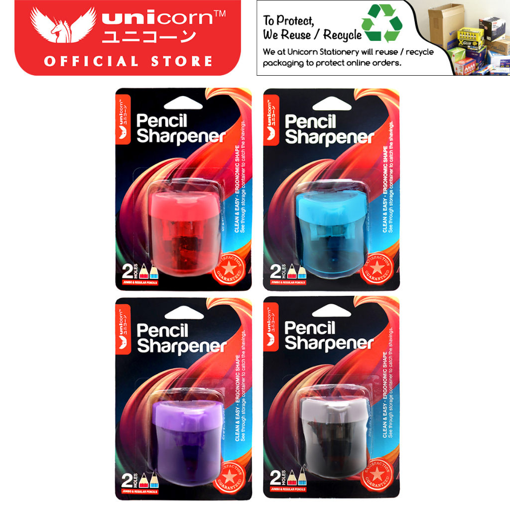 กบเหลาดินสอยูนิคอร์น 2 หลุม คละสี UPS-894-1S