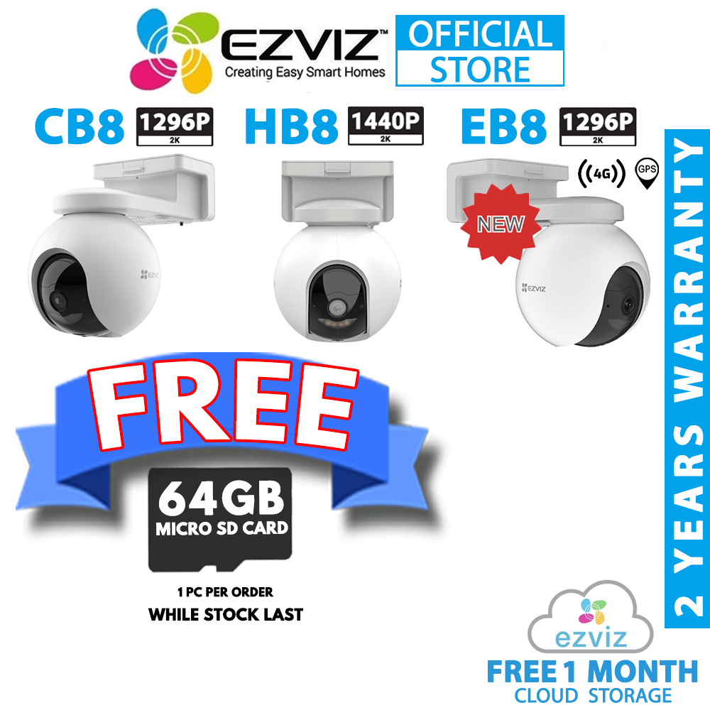 Ezviz กลางแจ้ง CB8 3MP HB8 4MP EB8 4G LTE 3MP Pan/Tilt Two Way Talk Color Night Vision แบตเตอรี่ขับเ