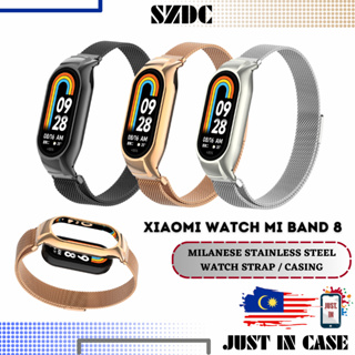 Szdc MILANESE สายนาฬิกาข้อมือ กรอบป้องกัน สเตนเลส เปลี่ยนเคส และสายคล้องคอ สําหรับ Xiaomi Mi Band 8