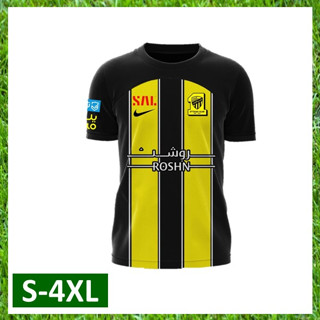 เสื้อกีฬาแขนสั้น ลายทีมชาติฟุตบอล Al-Ittihad 23/24 ชุดเหย้า สําหรับผู้ชาย (S-4XL)