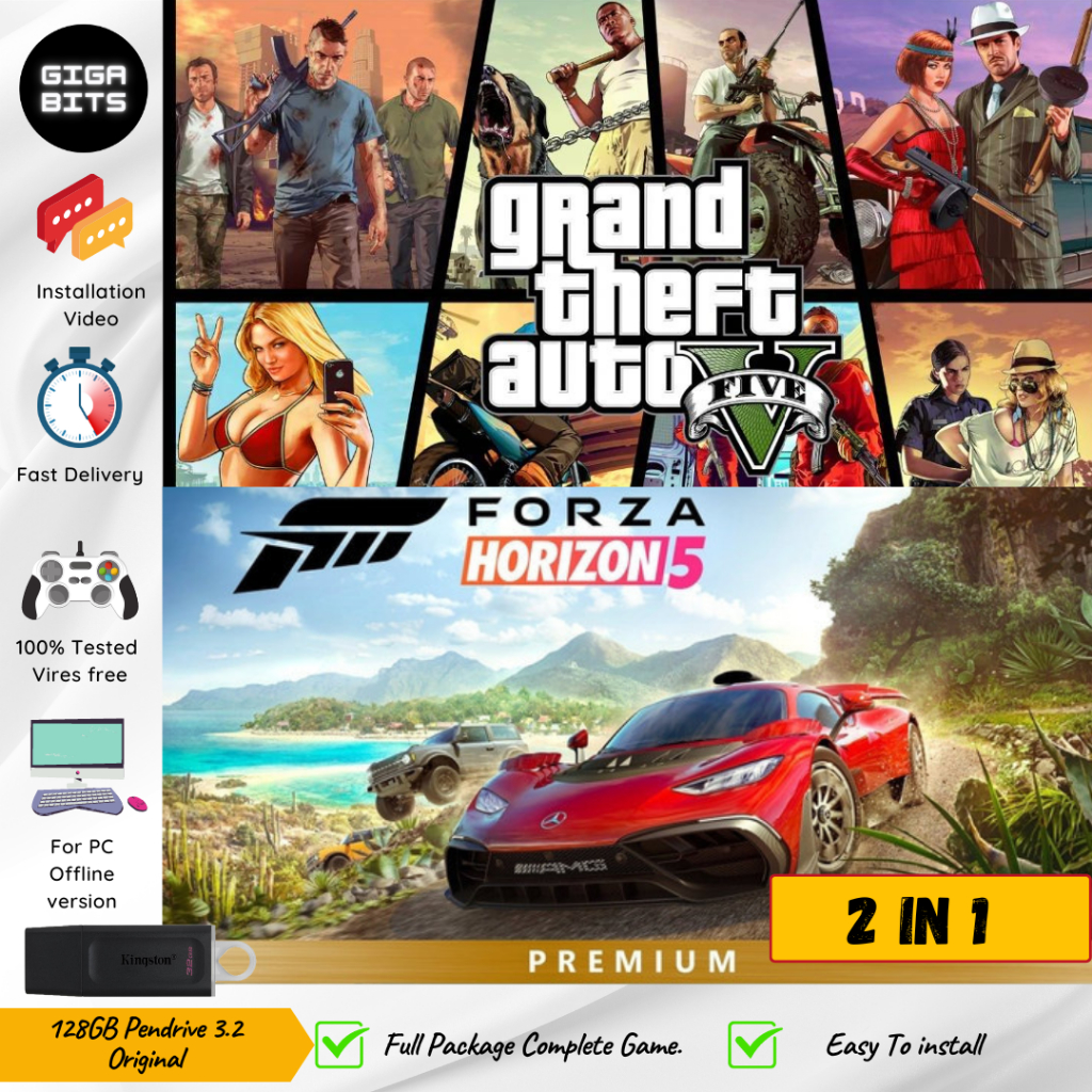 GTA 5 GRAND THEFT AUTO V และ Forza horizon 5 premium edition PC เกม 2in1 Best Collection 128 GB Pend