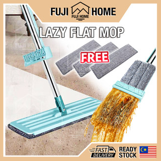 🏠READY STOCK🏠NEW Self-Wash Lazy Mop Squeeze Dry Flat Mop Hands Free Mop Microfiber Mop Pad Mop Lantai Free 2 Mop Pad Mop