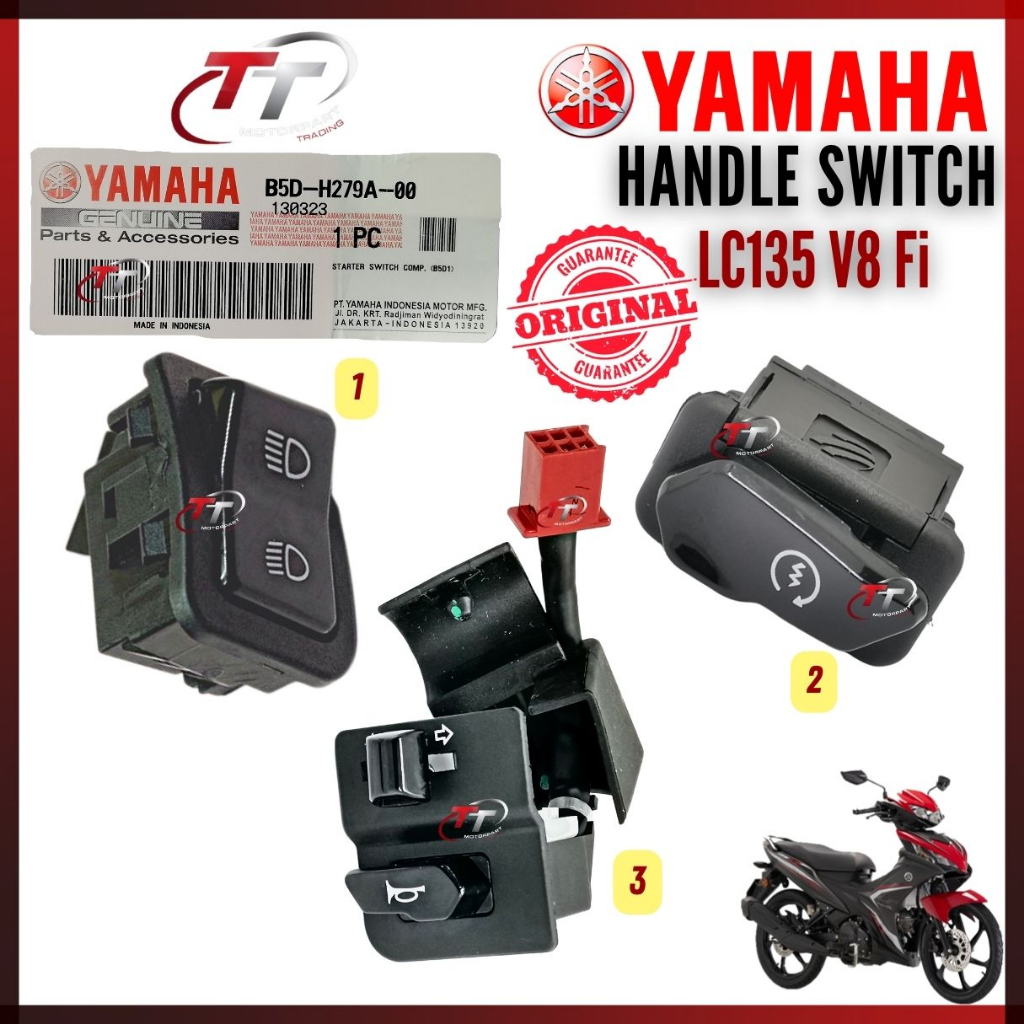 LC135 V8 FI 135LC LCV8 LCFI LC135 สวิตช์มือจับ Kiri Kanan ปุ่มแตรสัญญาณเริ่มต้น B5D-H279A-00 Yamaha