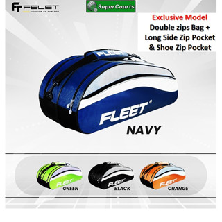 Fleet กระเป๋าซิป 2 ช่อง ด้านข้างยาว สําหรับใส่รองเท้าแบดมินตัน (1 ชิ้น) FT302