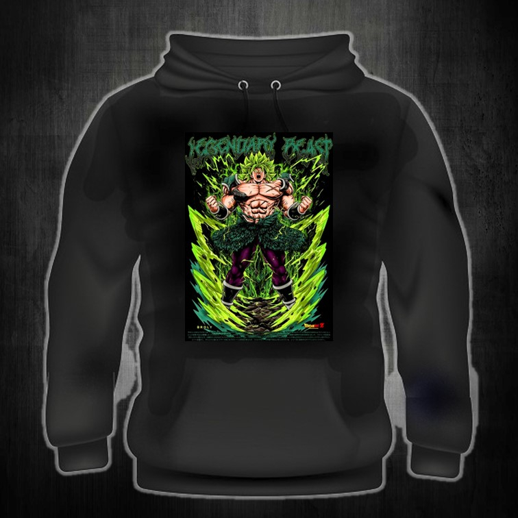 LEGENDARY BROLY DRAGONBALL อะนิเมะเสื้อฮู้ดพิมพ์ลาย unisex