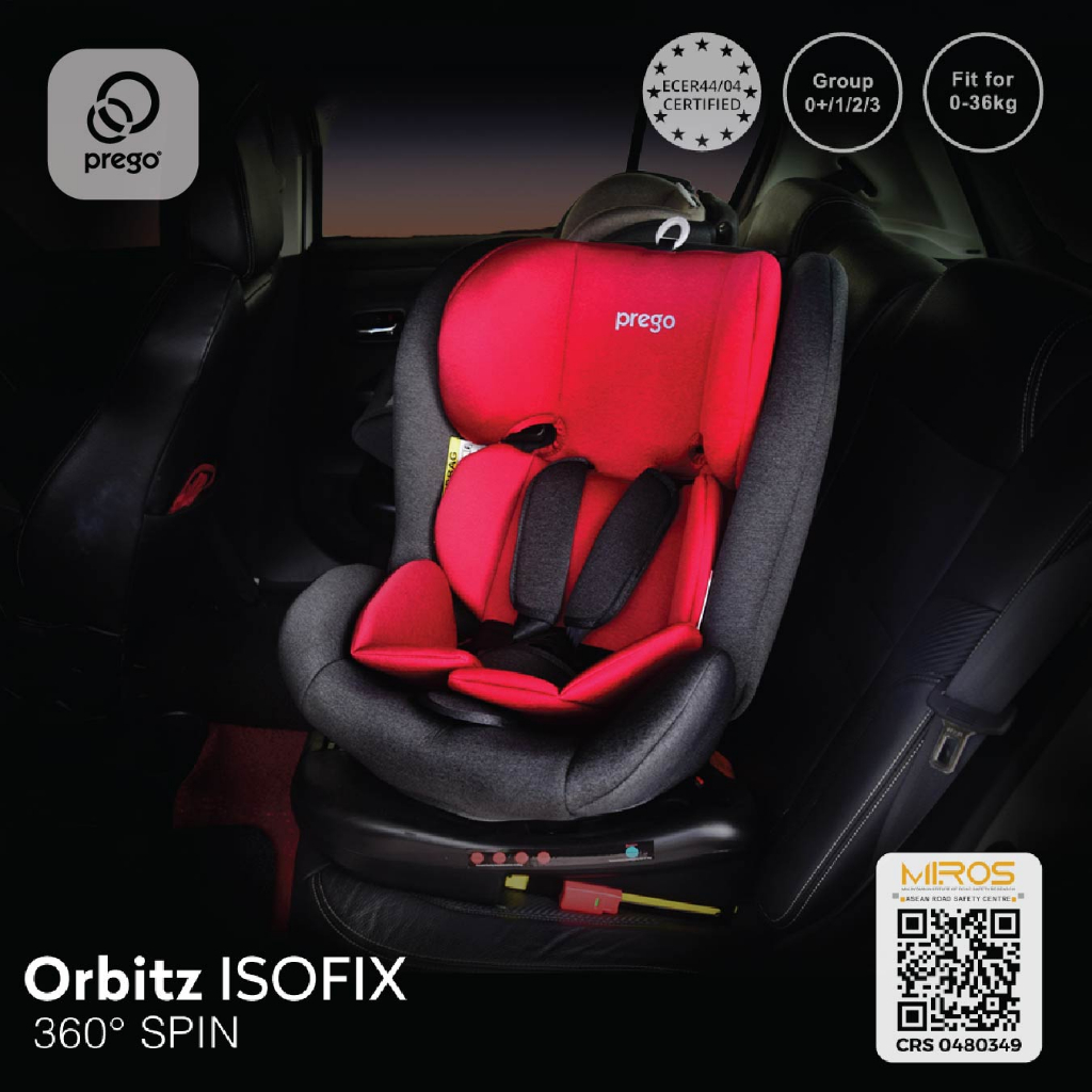 Prego Baby Orbitz 360° เบาะรถยนต์ Isofix Kerusi Kereta Bayi 0–12 Tahun JPJ Approve ทารกแรกเกิด