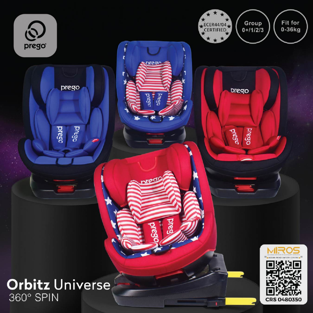 Prego Baby Orbitz Universe 360 Isofix คาร์ซีททารกแรกเกิดถึง 12 ปี JPJ ได้รับการอนุมัติ