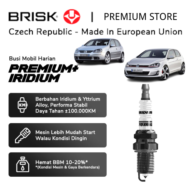 BRISK SPARK PLUG PREMIUM 1 ชุด = *4 ชิ้น* P22 DR14BIR VOLKSWAGEN JETTA/PASSAT/GOLF MK5/6 1.8/2.0 AUD