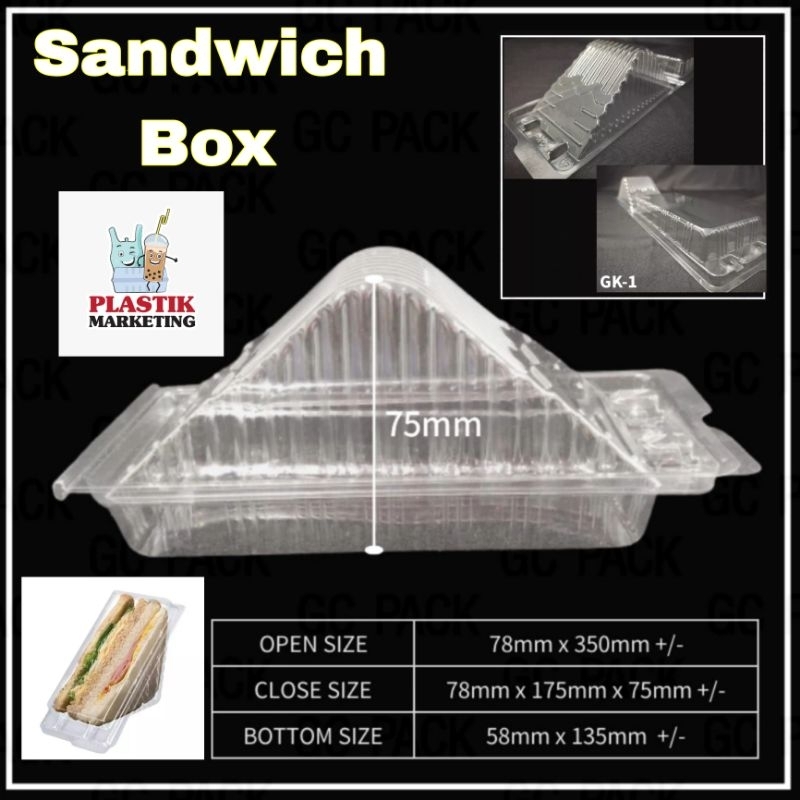 กล่องแซนวิช พร้อมตัวล็อค (100 ชิ้น + -) / BX SE-20 / GK1 / Bakery กล่องอาหารพลาสติกใส แบบใช้แล้วทิ้ง