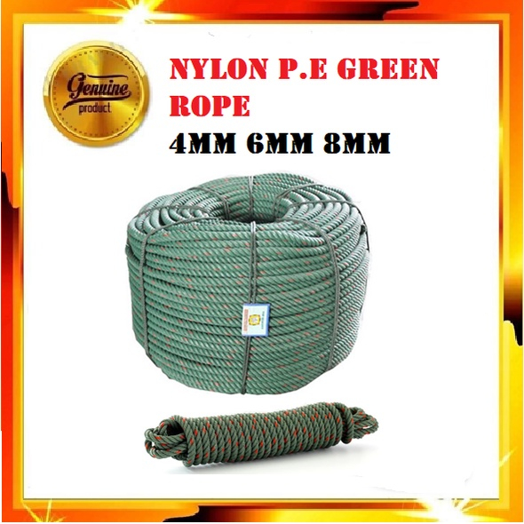 4mm 5mm 6mm 8mm Green Nylon PE Rope / Green Polythylene Rope / Tali Hijau / Tali Nilon Hijau / ราคาต