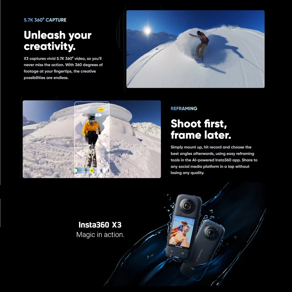 Insta360 X3 / X4 กล้อง 360 Action Camera 5.7K 72MP thumbnail 7
