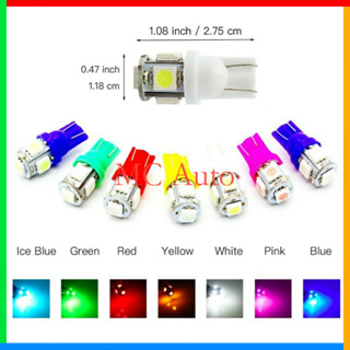 【10 ชิ้น】หลอดไฟ T10 LED 5smd LED W5W 168 2825 COB LED สําหรับติดประตูรถยนต์ รถจักรยานยนต์