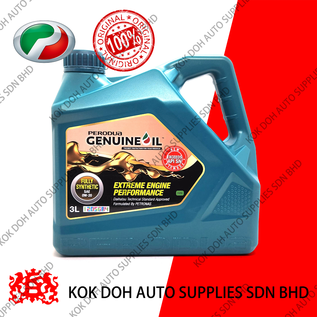 Minyak Enjin Sintetik Penuh/น้ํามันเครื่องสังเคราะห์แท้ OW-20 (3L) PERODUA / AXIA / BEZZA / 70011015