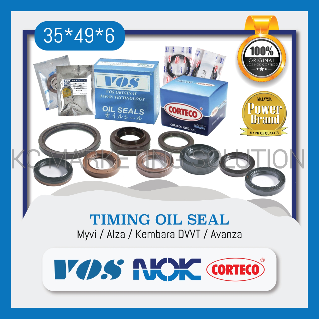 VOS Viton / NOK CORTECO Timing Oil Seal Myvi / Alza / Kembara DVVT / Avanza (35*49*6)