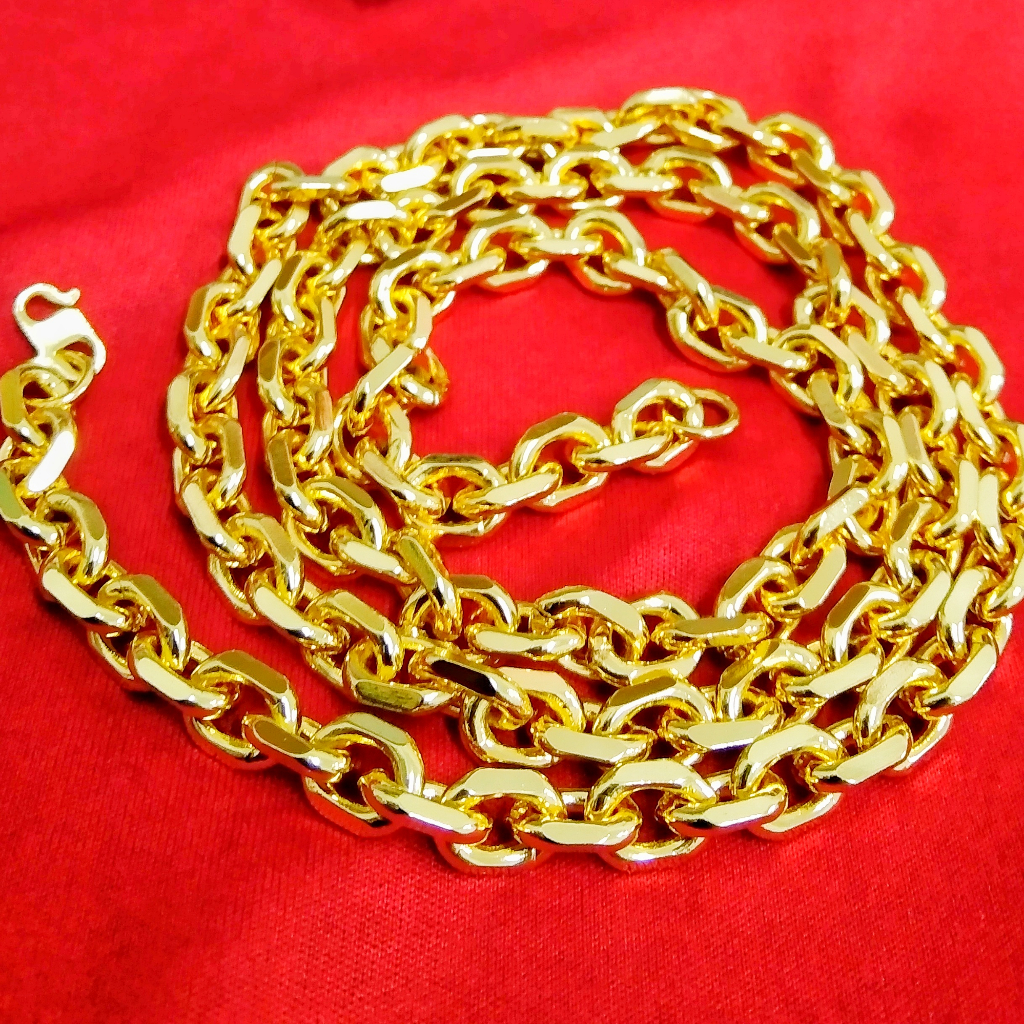 กว้าง 8 มม. 70 ซม.ยาว Heavy Anchor Chain 24K Gold Plated Sauh สร้อยคอ Unisex