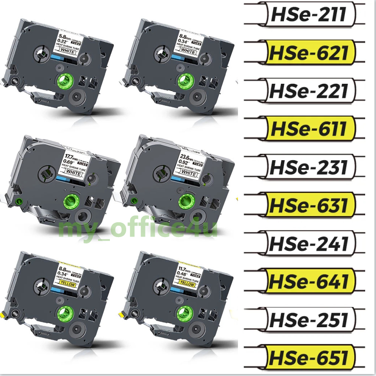 สําหรับ Brother HSE-631 HSe-231 11.7 มม.ความร้อนหดเทปฉลากสําหรับ PT D210 PTE550 P750W PT H110 PT D40