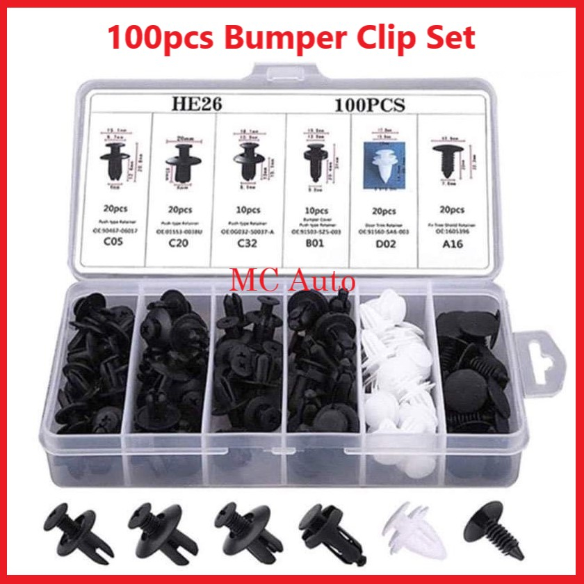 100pcs รถกันชนคลิปชุดคลิป Rivet Proton Perodua Honda แผงประตู Fender คลิป Fastener Klip Kereta Push Pin Rivet