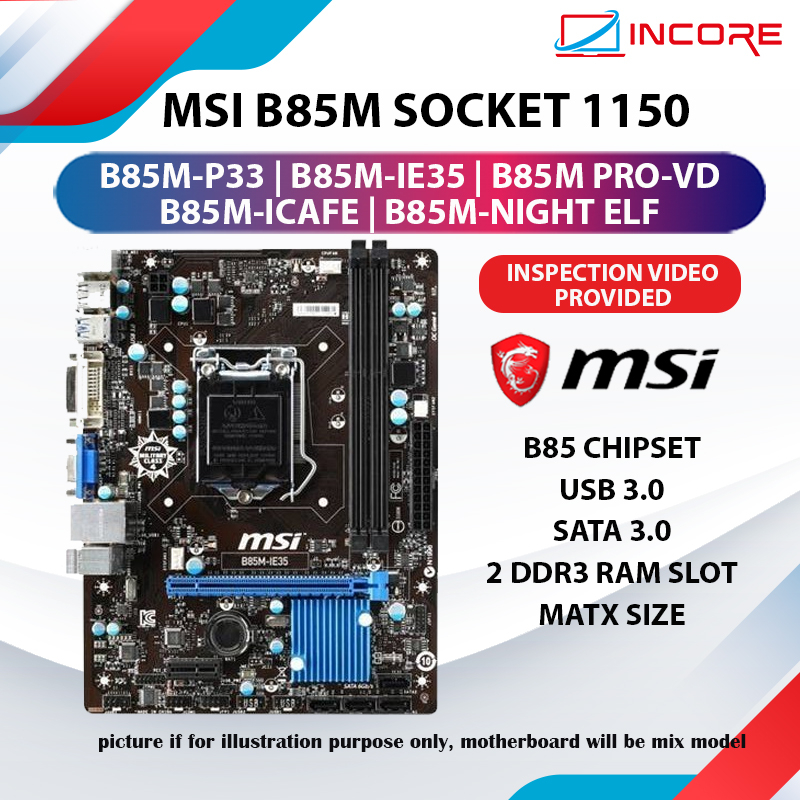 Msi B85M-IE35 ซ ็ อกเก ็ ต 1150 DDR3 Intel B85 H81 เมนบอร ์ ด Mobo Intel 4th Gen USB 3 Intel เมนบอร ์ ดเมนบอร ์ ด Kombuter