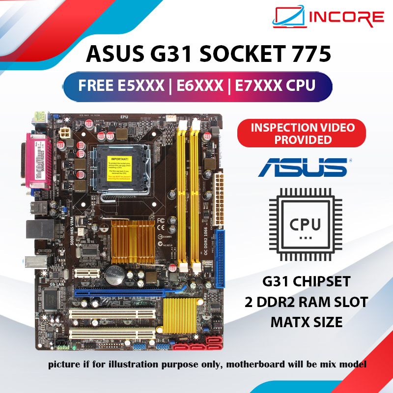 Asus P5KPL-AM SE G31 775 DDR2 เมนบอร์ด (ฟรี E5700 3.00 Ghz CPU) เมนบอร์ด Asus เมนบอร์ดเมนบอร์ด Kompu