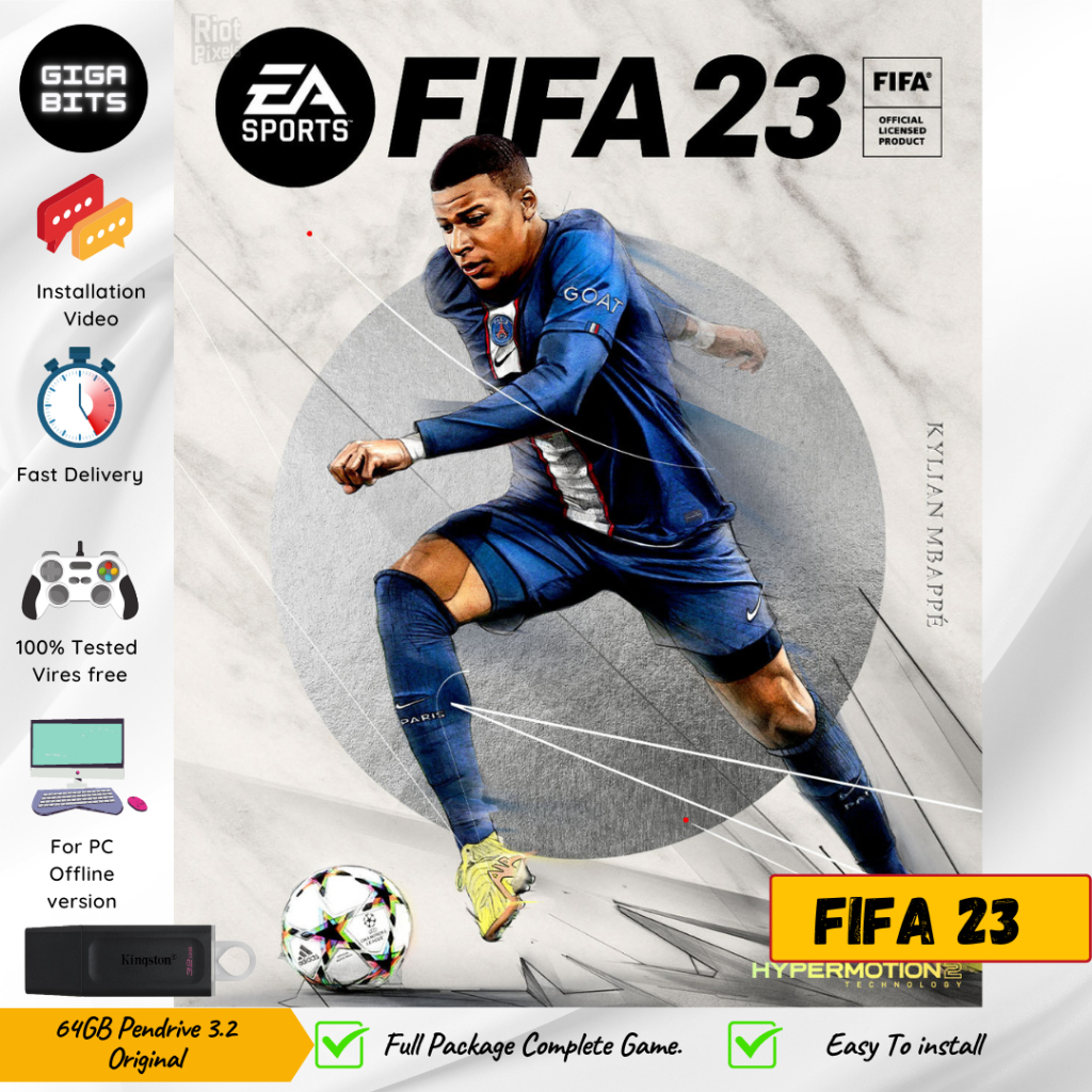 FIFA 23 EA SPORTS FIFA 23 v1.0.82.43747 + World Cup LE Fix + 3 Bonus Soundtracks เกมพีซี 64Gb pendri