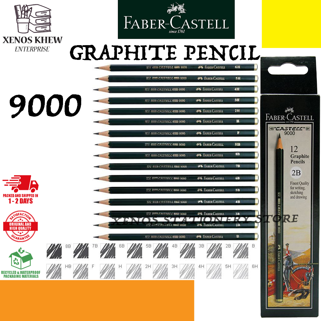 FABER CASTELL 9000 GRAPHITE PENCIL 9000 (H / 2H / 2B / 3B / 4B / 5B / 6B / 7B / 8B) PER PCS