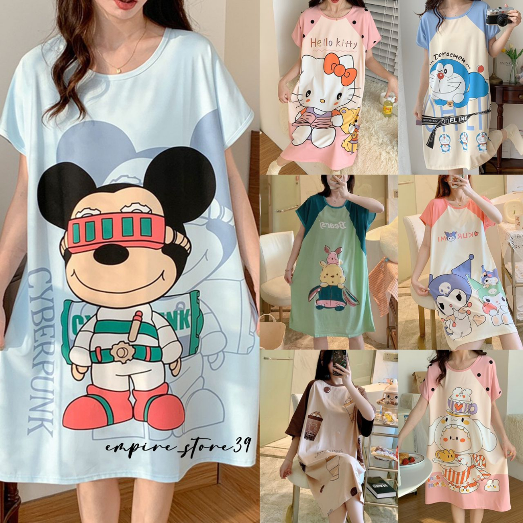Baju tidur plus ขนาดชุดนอนการ์ตูนชุดนอน Baju Tidur Wanita การ์ตูนชุดนอนชุดนอน Pyjama Wanita