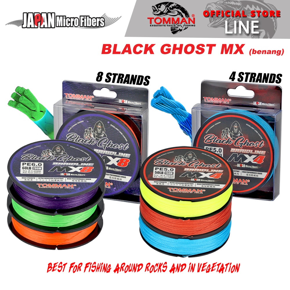 (PE1.0-PE6.0/10LB-60LB) Tomman Black Ghost MX4 MX8 สายตกปลาถัก 100m-200m 4/8 StrandsTali Pancing