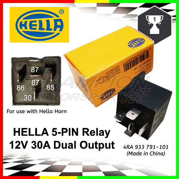 HELLA 5 Pin รีเลย์ 12V 30A เอาต์พุตคู่ / 5-PIN / 4RA 933 791-101
