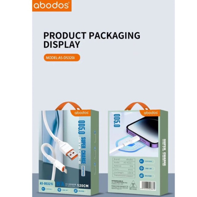 ABODOS 6A DATA CABLE IP TYPE C MIRCO สาย USB AS-DS320 / AS-DS321 / AS-DS322