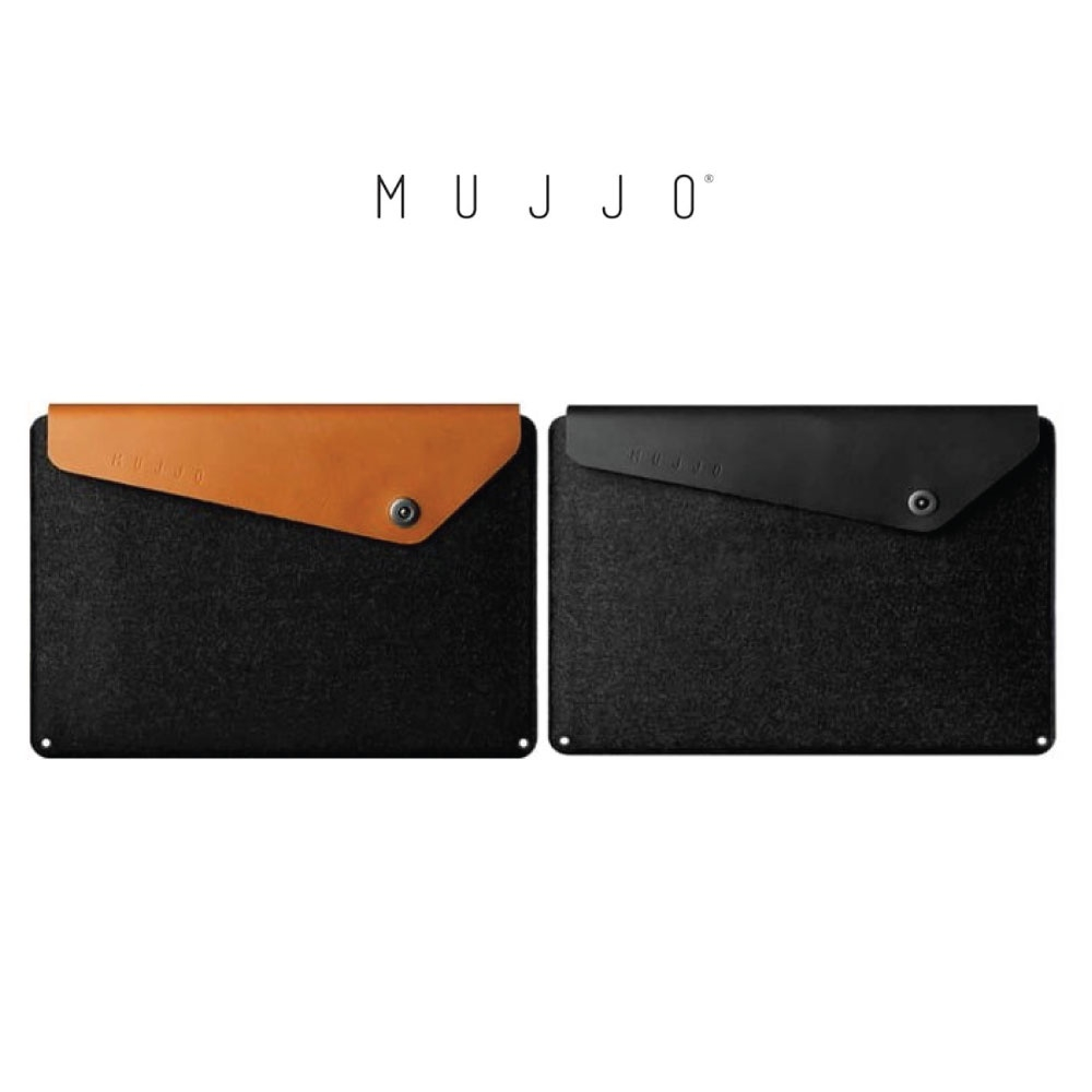 Mujjo Full Leather Laptop Sleeve Case Premium Wool Felt (13-16")