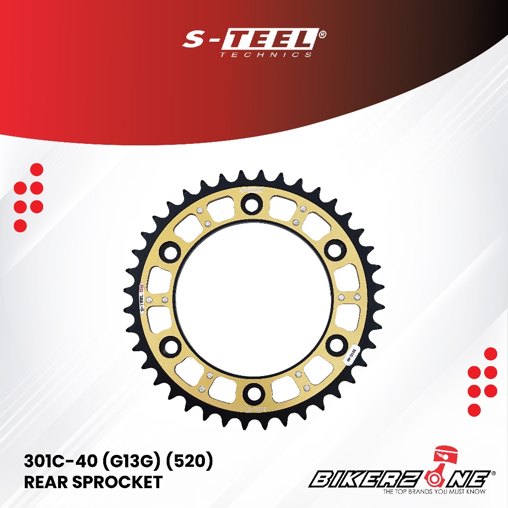 S-TEEL 301C-40 (G13G) (520) สเตอร์หลังสําหรับ HONDA MOTORCYCLE by Bikerzone Official Store