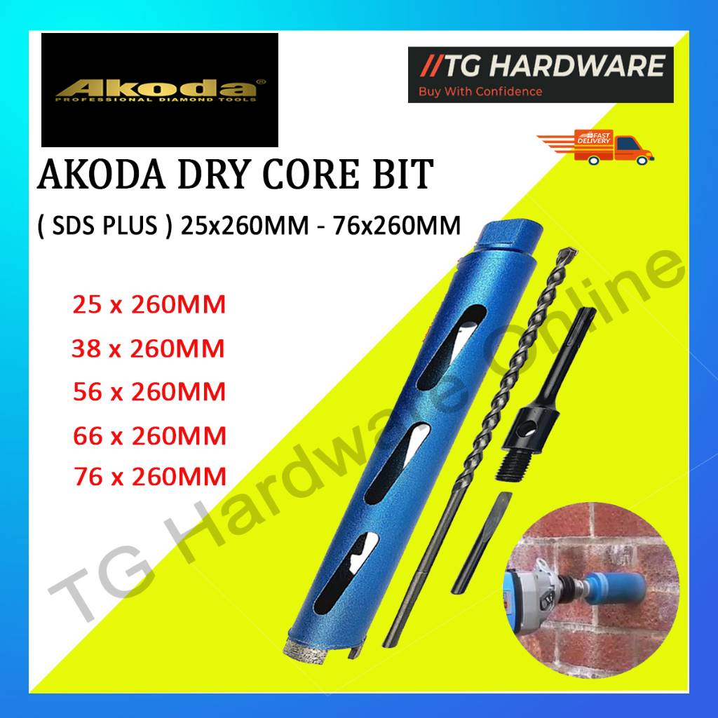 AKODA DRY CORE BIT ( SDS PLUS ) 25x260MM - 76x260MM