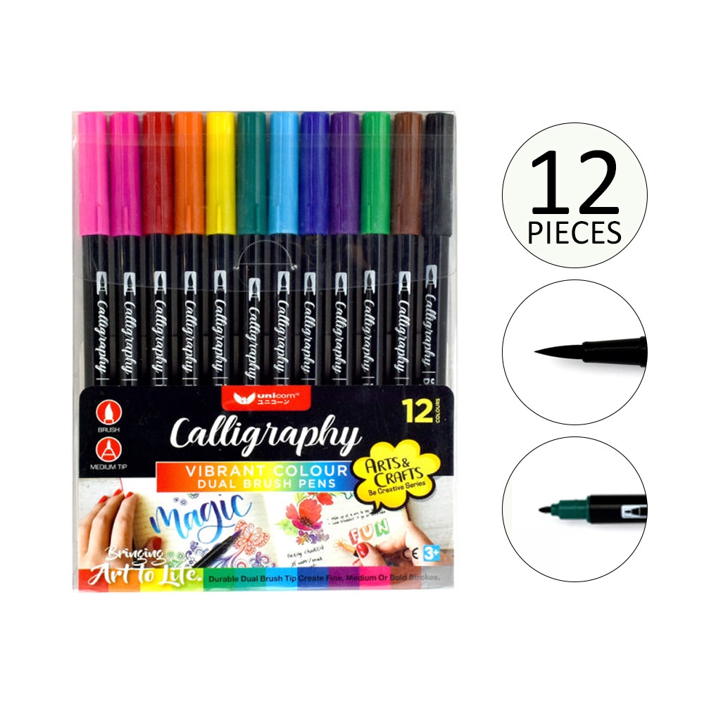 UNICORN BRUSH PEN CALLIGRAPHY DUAL BRUSH PEN 12s (เฉพาะเสียง) (UCB-12N)